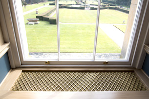 Castle Howard window seat in regency diamond.