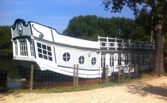 Ventilation grilles in a restored Oxford college barge, built in 1891